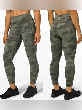 LULULEMON Invigorate High Rise Crop 23” Camo Green Legging size 12